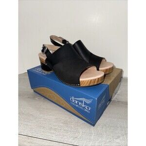 Dansko Madalyn Black Calf Leather Nubuck Women's 10.5 11 US 41 EUR Open Toe New